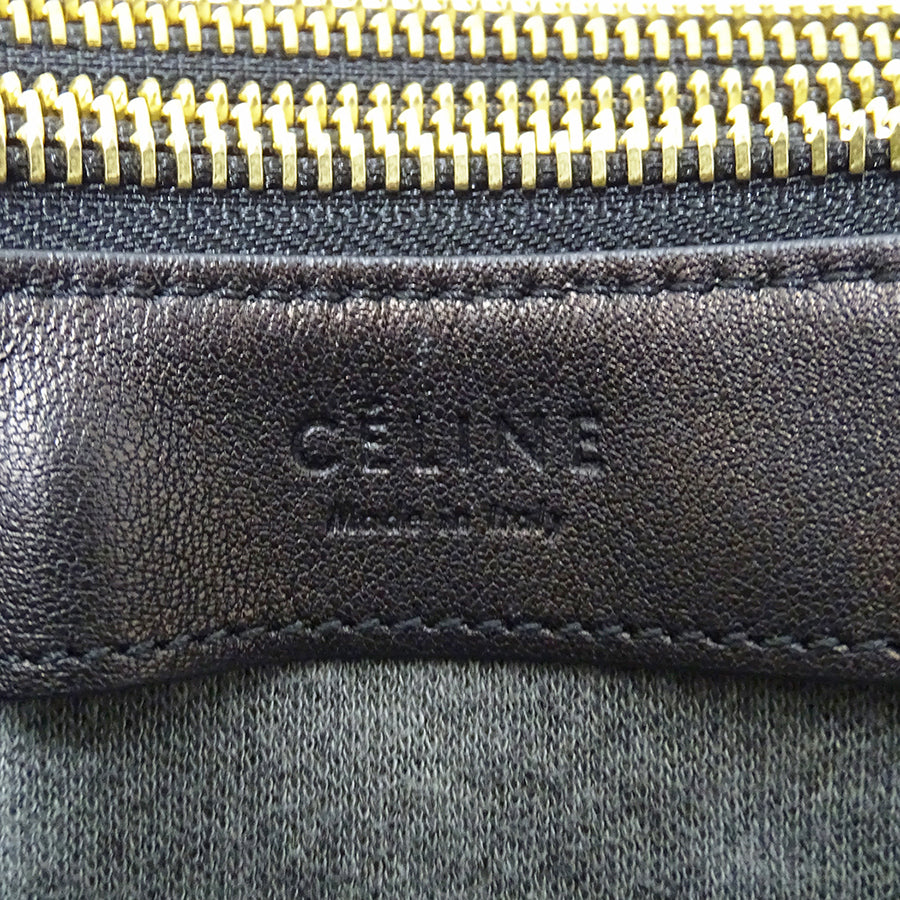 CELINE セリーヌ トリオ ラージ ショルダーバッグ ブラック レザー レディース 【中古】