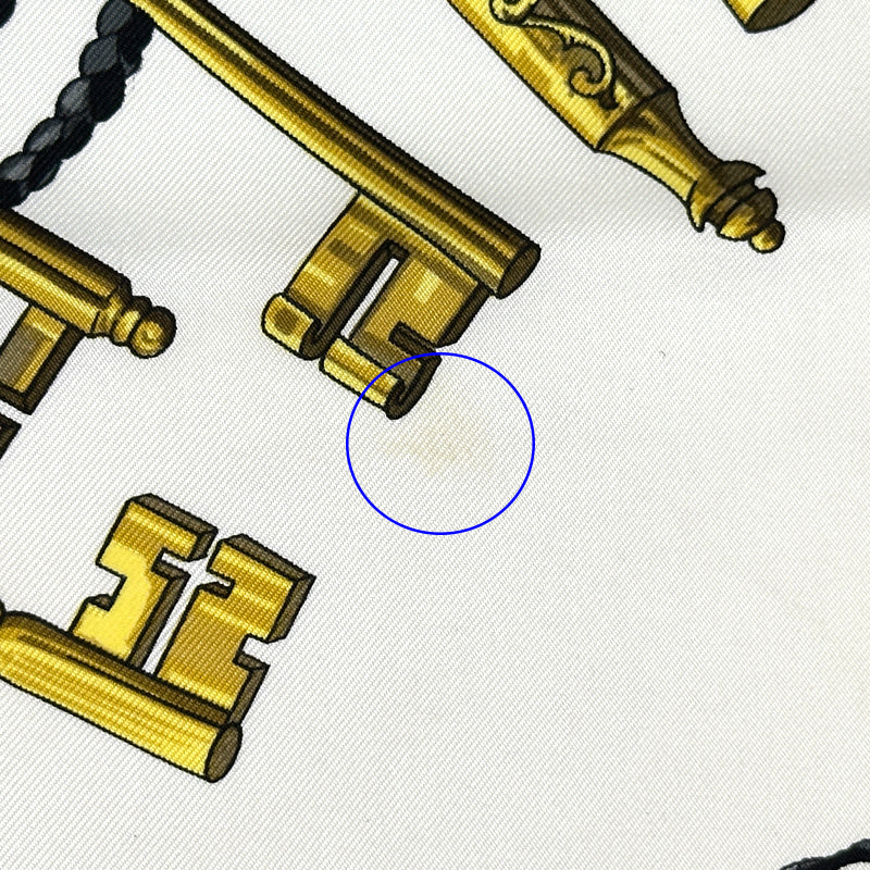 HERMES エルメス カレ90 LES CLES 鍵 スカーフ ブラック マルチカラー シルク レディース 【中古】