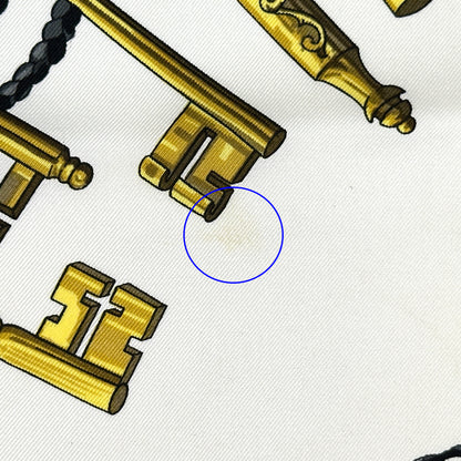 HERMES エルメス カレ90 LES CLES 鍵 スカーフ ブラック マルチカラー シルク レディース 【中古】
