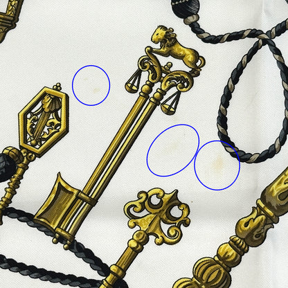 HERMES エルメス カレ90 LES CLES 鍵 スカーフ ブラック マルチカラー シルク レディース 【中古】