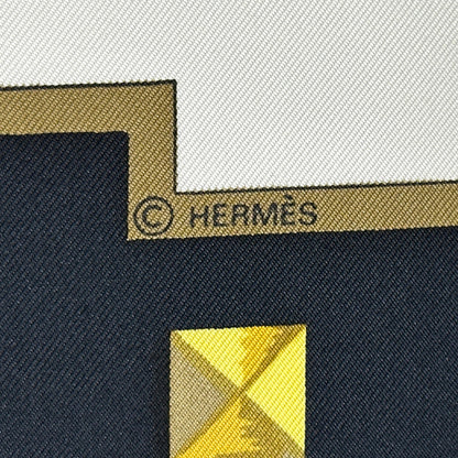 HERMES エルメス カレ90 LES CLES 鍵 スカーフ ブラック マルチカラー シルク レディース 【中古】