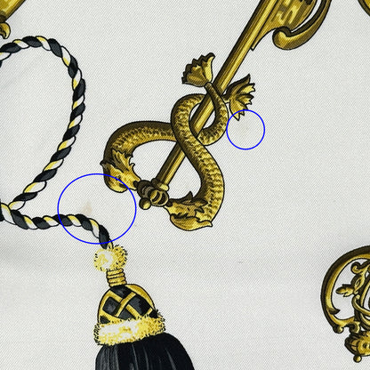 HERMES エルメス カレ90 LES CLES 鍵 スカーフ ブラック マルチカラー シルク レディース 【中古】