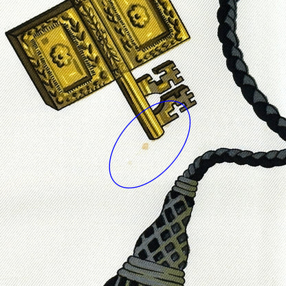 HERMES エルメス カレ90 LES CLES 鍵 スカーフ ブラック マルチカラー シルク レディース 【中古】