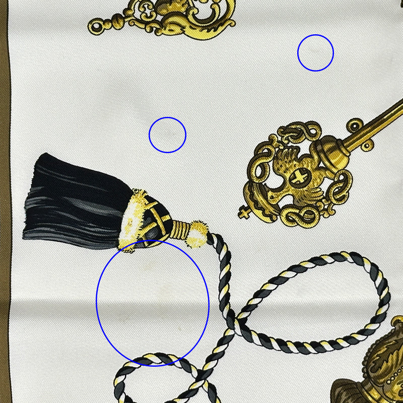 HERMES エルメス カレ90 LES CLES 鍵 スカーフ ブラック マルチカラー シルク レディース 【中古】