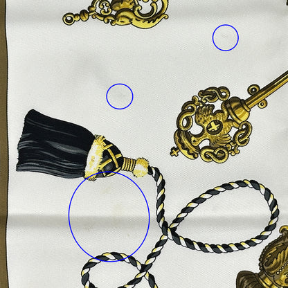 HERMES エルメス カレ90 LES CLES 鍵 スカーフ ブラック マルチカラー シルク レディース 【中古】
