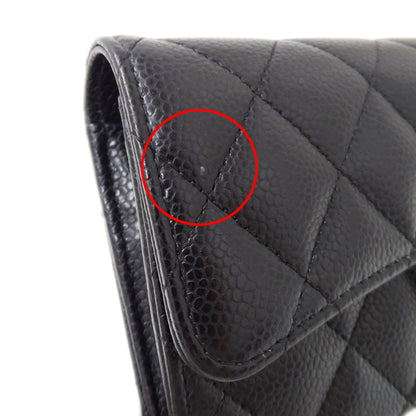 CHANEL シャネル 長財布 マトラッセ ブラック ゴールド金具 キャビアスキン レディース 【中古】