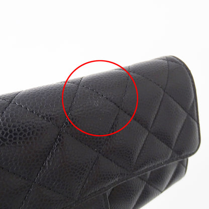 CHANEL シャネル 長財布 マトラッセ ブラック ゴールド金具 キャビアスキン レディース 【中古】