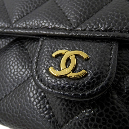 CHANEL シャネル 長財布 マトラッセ ブラック ゴールド金具 キャビアスキン レディース 【中古】