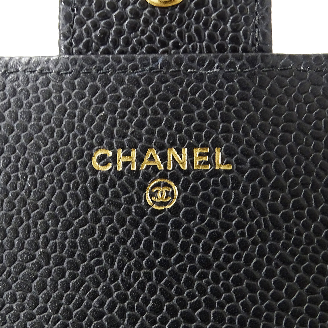 CHANEL シャネル 長財布 マトラッセ ブラック ゴールド金具 キャビアスキン レディース 【中古】