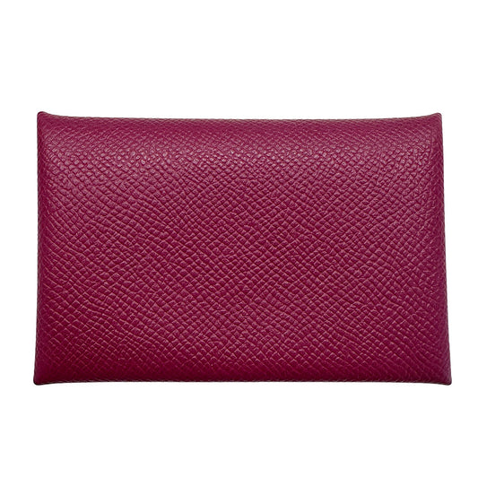HERMES エルメス カルヴィ カードケース パープル ヴォーエプソン レディース メンズ 【中古】