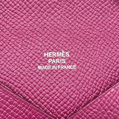 HERMES エルメス カルヴィ カードケース パープル ヴォーエプソン レディース メンズ 【中古】