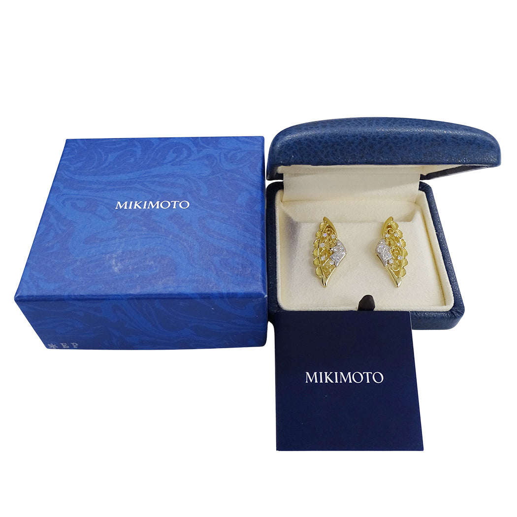 MIKIMOTO ミキモト イヤリング K18 ダイヤモンド D0.21 D0.21 両耳用 レディース 磨き済み 【中古】