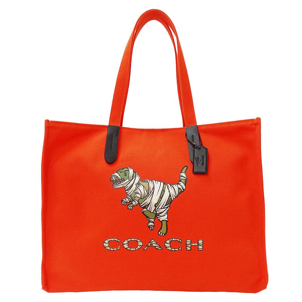 COACH コーチ トートバッグ レキシー レッド キャンバス レディース 【中古】