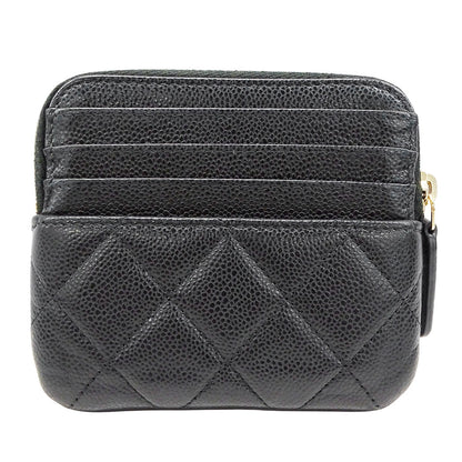 CHANEL シャネル フラグメントケース コインケース マトラッセ ブラック ゴールド金具 キャビアスキン レディース 【中古】