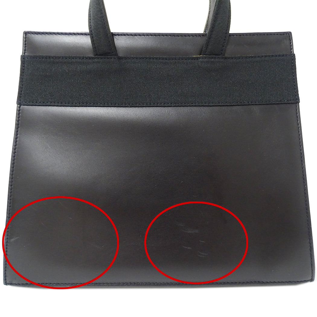 Ferragamo フェラガモ ハンドバッグ ヴァラリボン ブラック レザー レディース 【中古】