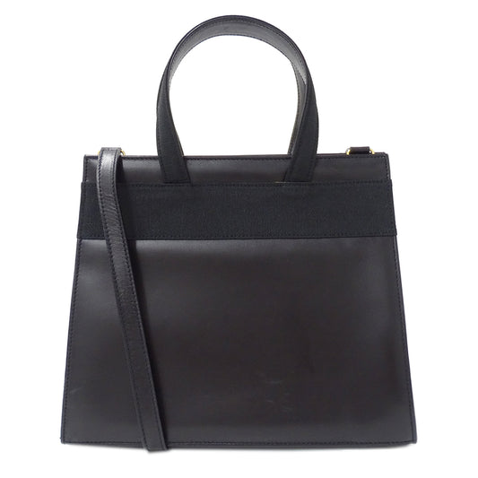 Ferragamo フェラガモ ハンドバッグ ヴァラリボン ブラック レザー レディース 【中古】