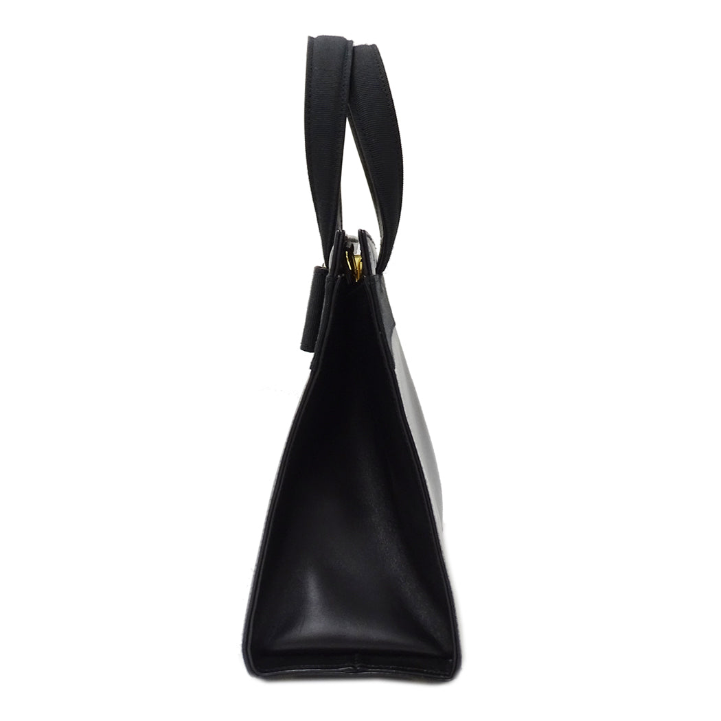Ferragamo フェラガモ ハンドバッグ ヴァラリボン ブラック レザー レディース 【中古】