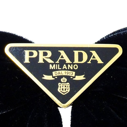 PRADA プラダ ベルベット ヘアクリップ バレッタ レーヨン ブラック レディース 1IF154 【中古】
