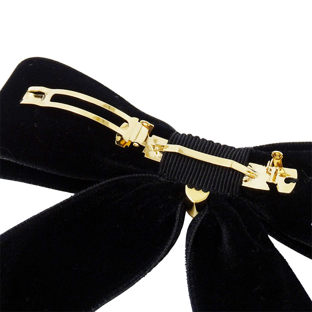 PRADA プラダ ベルベット ヘアクリップ バレッタ レーヨン ブラック レディース 1IF154 【中古】