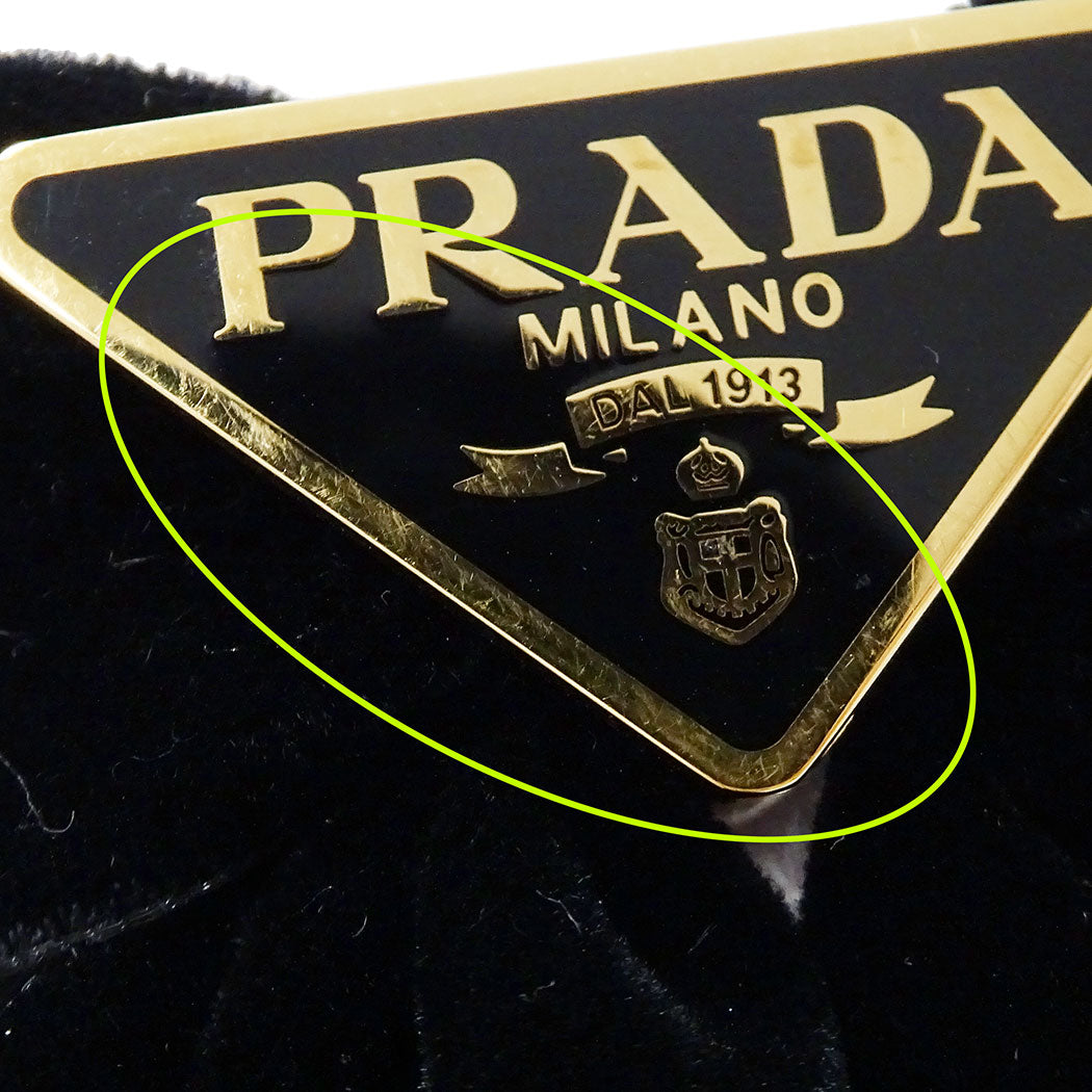 PRADA プラダ ベルベット ヘアクリップ バレッタ レーヨン ブラック レディース 1IF154 【中古】
