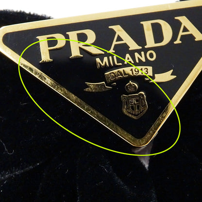PRADA プラダ ベルベット ヘアクリップ バレッタ レーヨン ブラック レディース 1IF154 【中古】