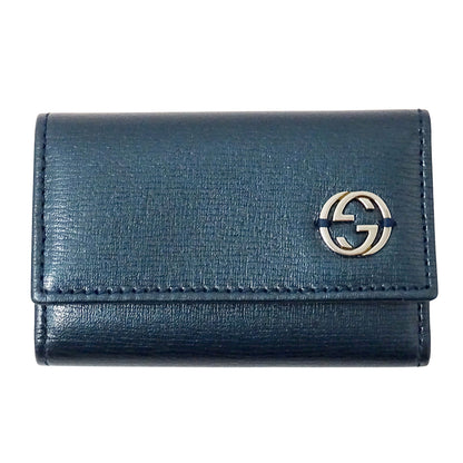 GUCCI グッチ キーケース インターロッキングG メタリックブルーグリーン 256337 レザー メンズ 【中古】