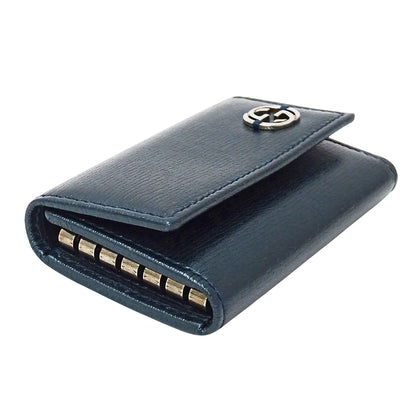 GUCCI グッチ キーケース インターロッキングG メタリックブルーグリーン 256337 レザー メンズ 【中古】