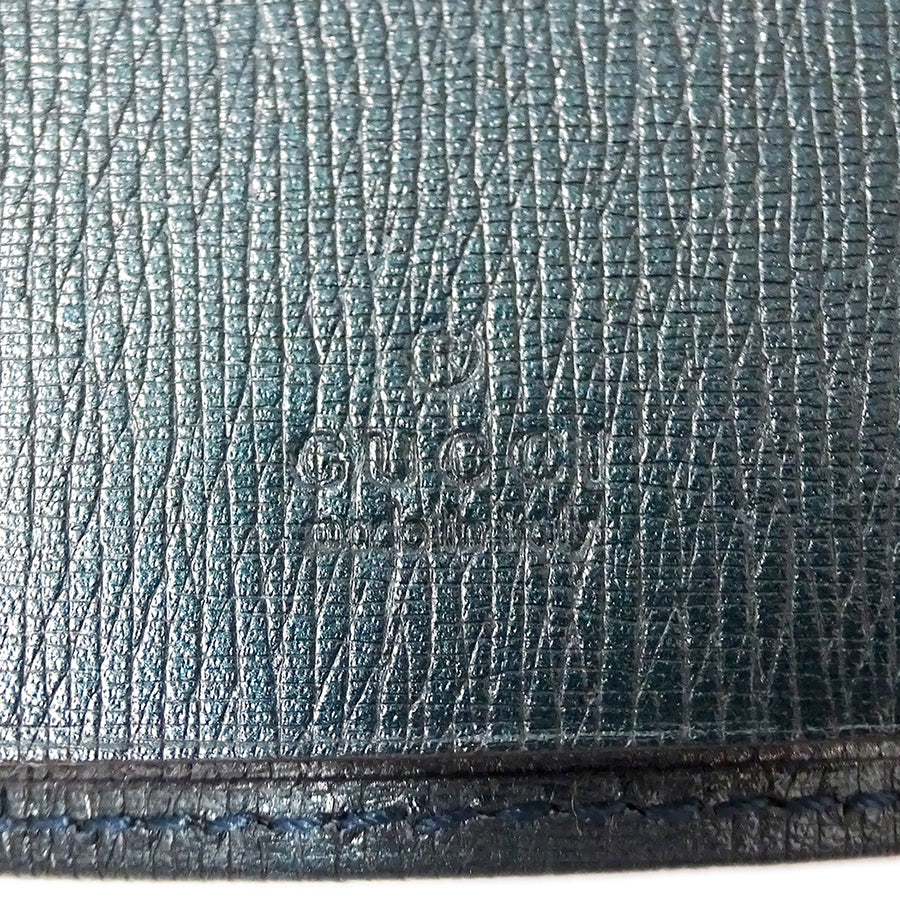 GUCCI グッチ キーケース インターロッキングG メタリックブルーグリーン 256337 レザー メンズ 【中古】