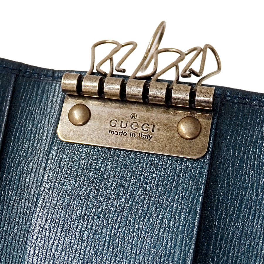 GUCCI グッチ キーケース インターロッキングG メタリックブルーグリーン 256337 レザー メンズ 【中古】