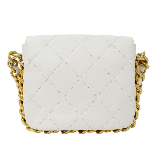 CHANEL シャネル ショルダーバッグ マトラッセ ホワイト ゴールド金具 レザー レディース 【中古】
