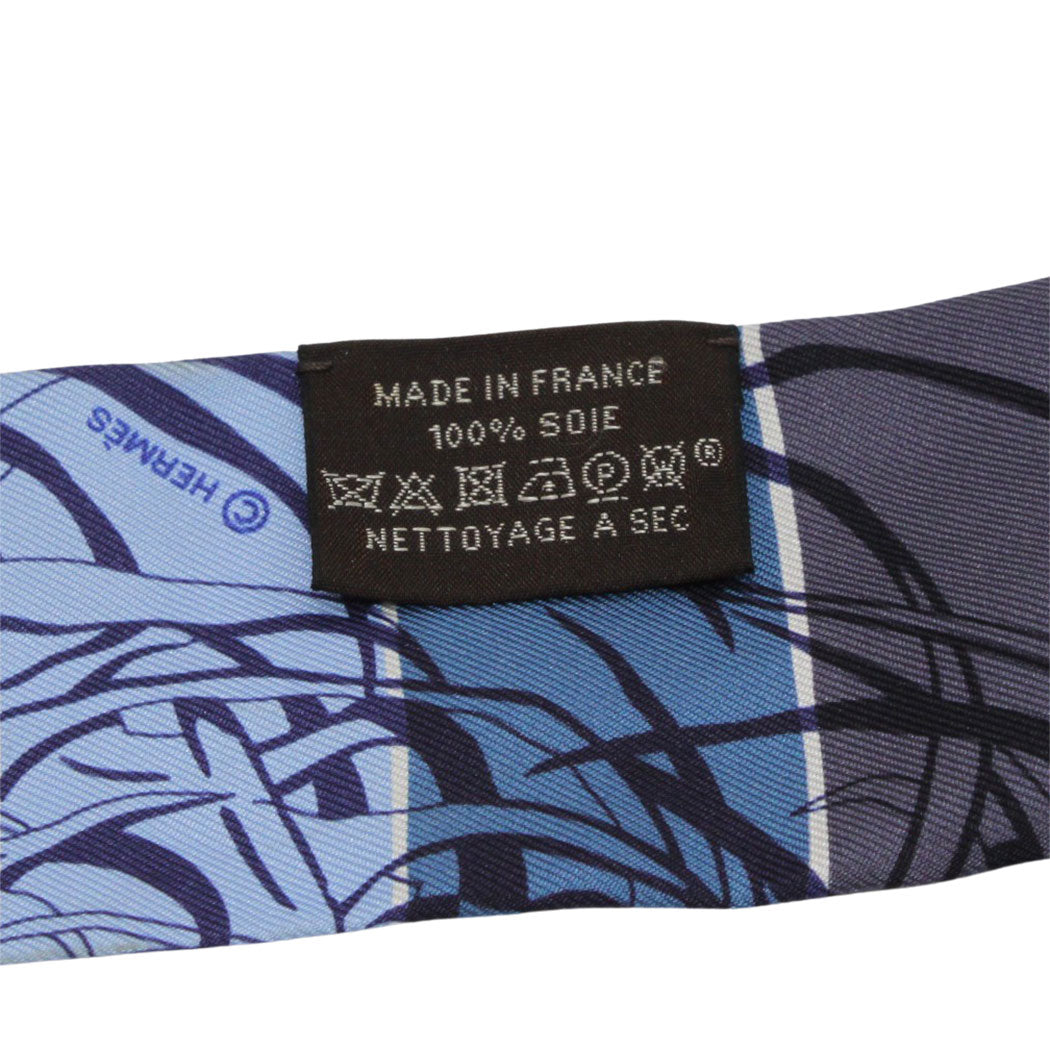 HERMES エルメス ジャングル・ラブ・レインボー スカーフ ツイリー ブルー シルク レディース 【中古】