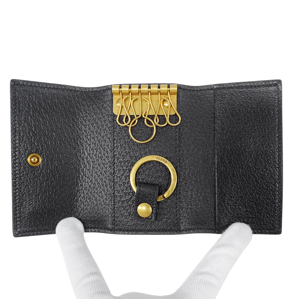 GUCCI グッチ キーケース プチマーモント ブラック 435305 レザー レディース メンズ 【中古】
