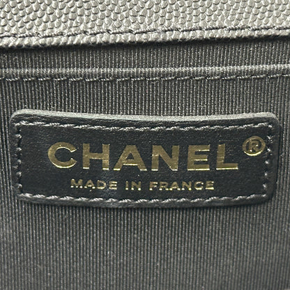 CHANEL シャネル ショルダーバッグ ボーイシャネル Vステッチ ブラック レディース ソフトキャビアスキン チェーンショルダー