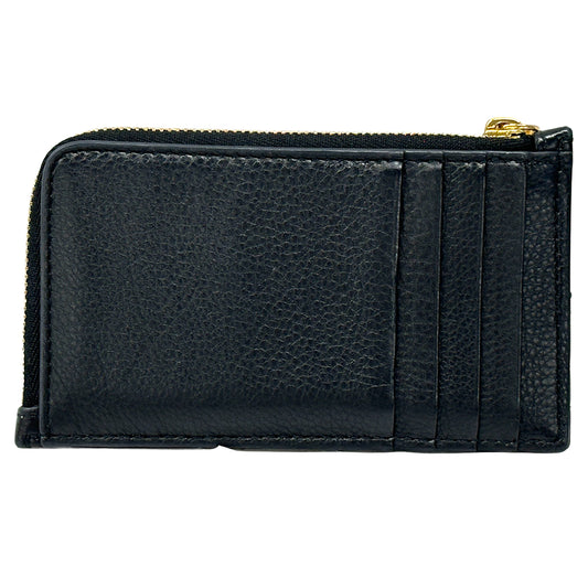 Dior ディオール カロ コスモス ジップカードホルダー コインケース ブラック ゴールド金具 レザー レディース 【中古】