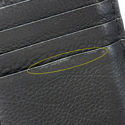 Dior ディオール カロ コスモス ジップカードホルダー コインケース ブラック ゴールド金具 レザー レディース 【中古】