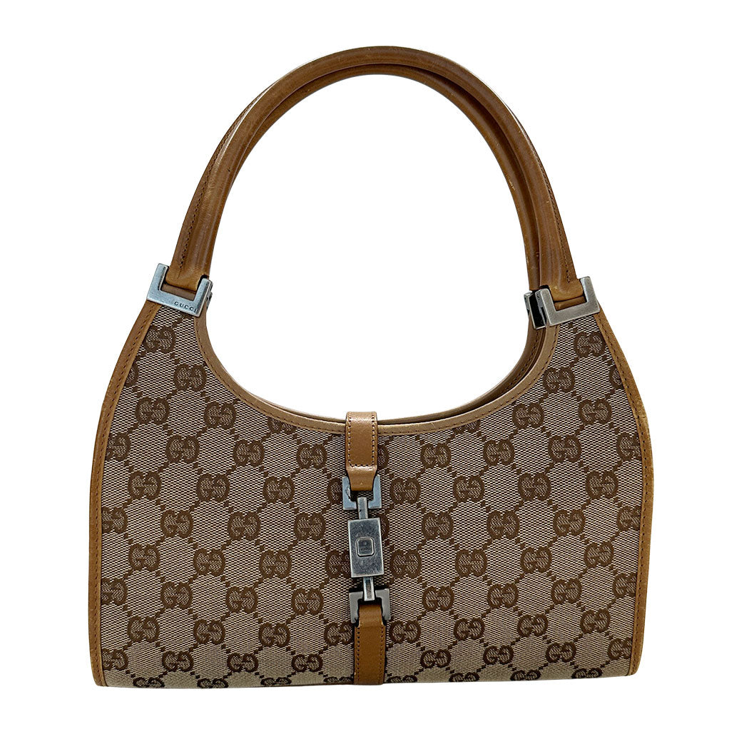 GUCCI グッチ ショルダーバッグ ジャッキー ベージュ ブラウン 01721 キャンバス レディース 【中古】