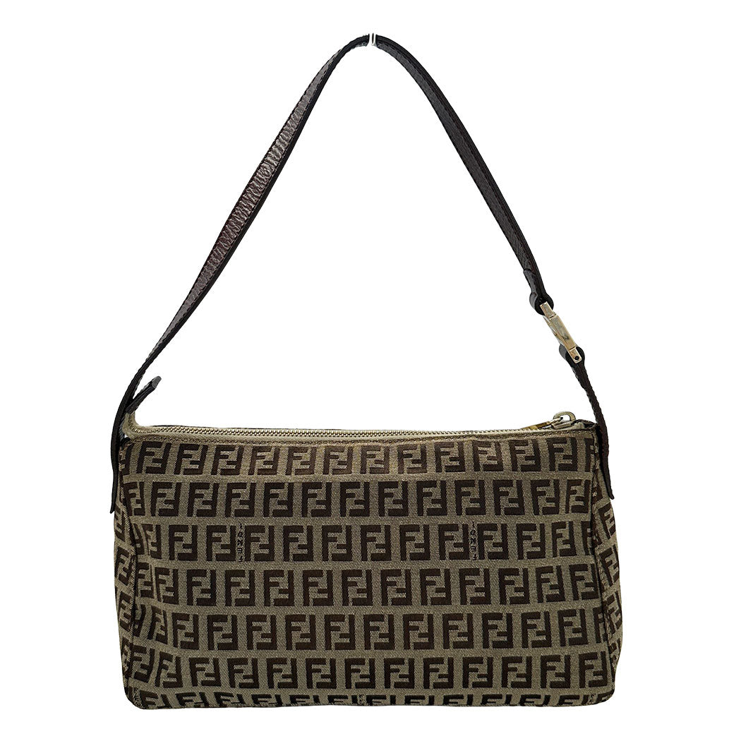 FENDI フェンディ ハンドバッグ ズッキーノ ブラウン キャンバス レディース 【中古】