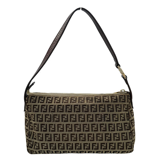 FENDI フェンディ ハンドバッグ ズッキーノ ブラウン キャンバス レディース 【中古】
