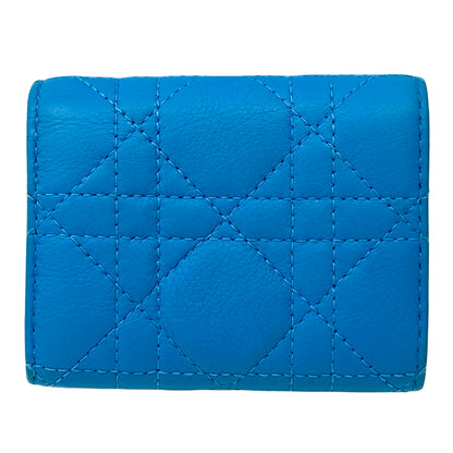 Dior ディオール 三つ折り財布 カロ ブルー レザー レディース 【中古】