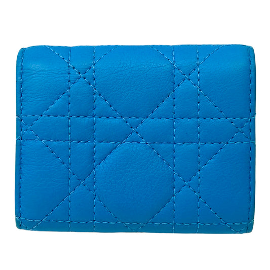 Dior ディオール 三つ折り財布 カロ ブルー レザー レディース 【中古】