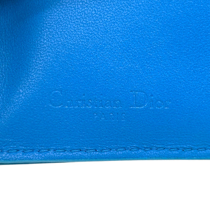 Dior ディオール 三つ折り財布 カロ ブルー レザー レディース 【中古】