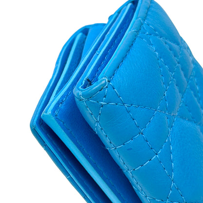 Dior ディオール 三つ折り財布 カロ ブルー レザー レディース 【中古】