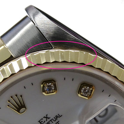 ROLEX ロレックス デイトジャスト 16233G W番 メンズ 腕時計 自動巻き AT SS YG ダイヤモンド 磨き済み【中古】
