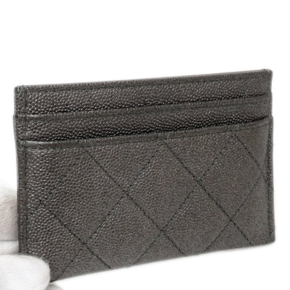 CHANEL シャネル カードケース マトラッセ CCフィリグリー グレー シルバー金具 キャビアスキン レディース 【中古】