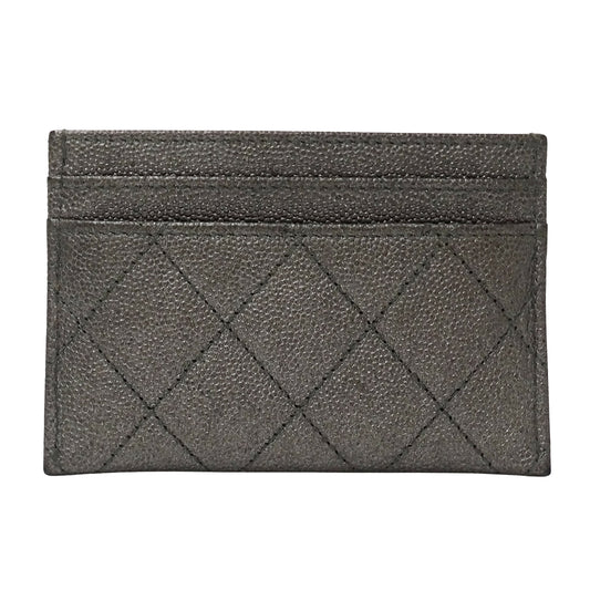 CHANEL シャネル カードケース マトラッセ CCフィリグリー グレー シルバー金具 キャビアスキン レディース 【中古】