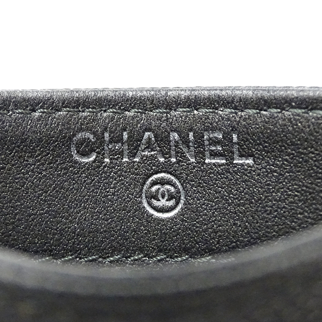 CHANEL シャネル カードケース マトラッセ CCフィリグリー グレー シルバー金具 キャビアスキン レディース 【中古】