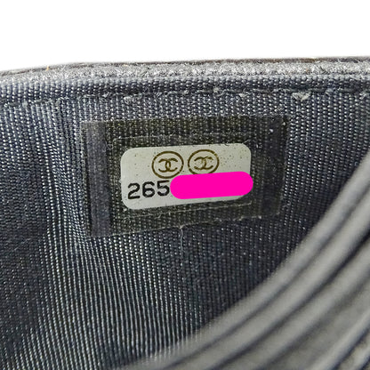 CHANEL シャネル カードケース マトラッセ CCフィリグリー グレー シルバー金具 キャビアスキン レディース 【中古】