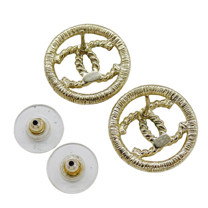 CHANEL シャネル ピアス ココマーク メタル シャンパンゴールド A16S レディース 【中古】