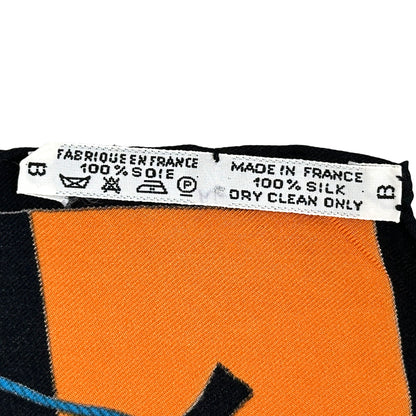 HERMES エルメス カレ90 SOIES VOLANTES 大空に舞う スカーフ グレー ブラック シルク レディース 【中古】