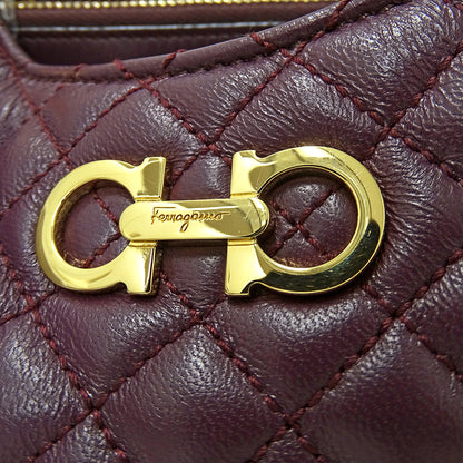 Ferragamo フェラガモ トートバッグ ダブルガンチーニ パープル レザー レディース 【中古】